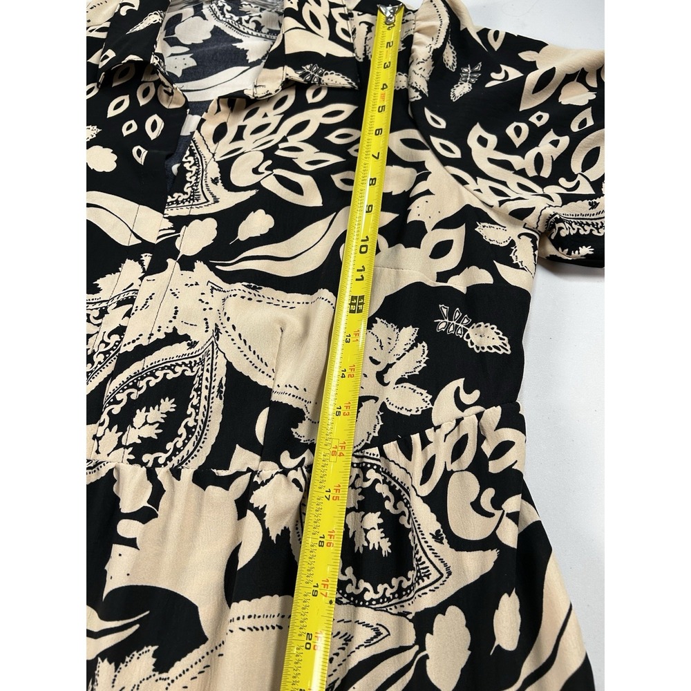 52Seven Women's Black Beige Tan Paisley Tiered Floral Midi Dress 1X - Picture 6 of 6